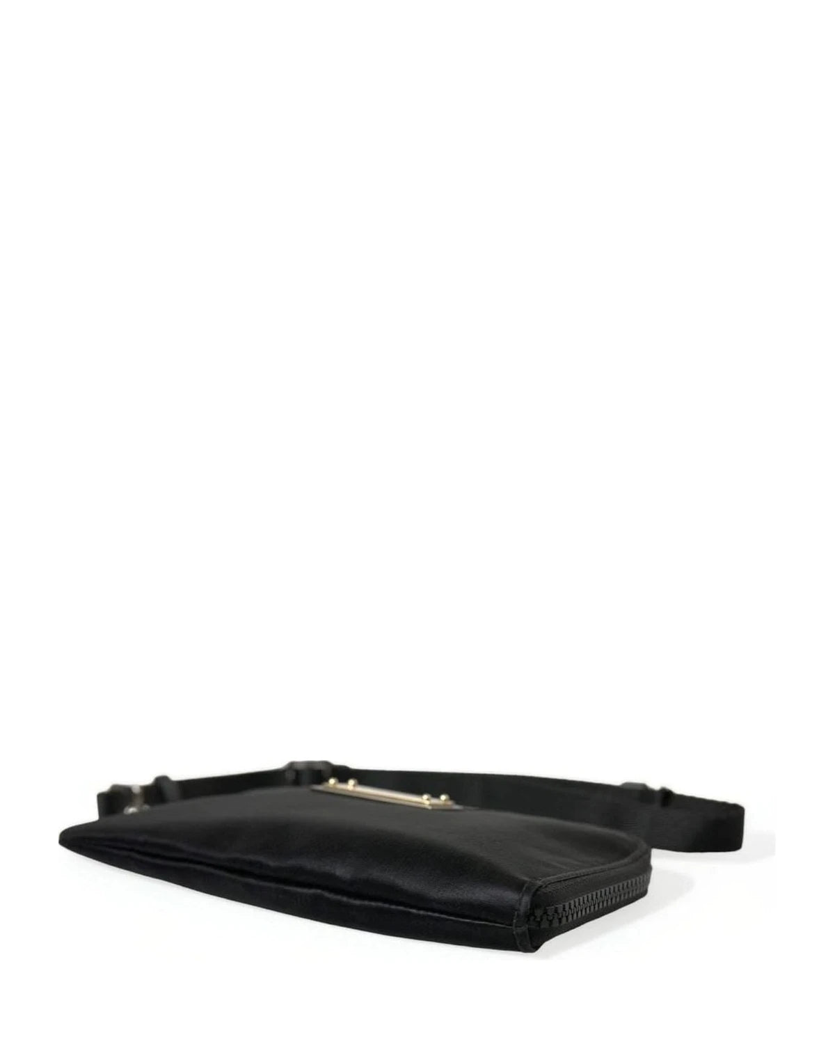 Dolce & Gabbana Black Nylon Leather Pouch With Decorative Details Clutch Bags