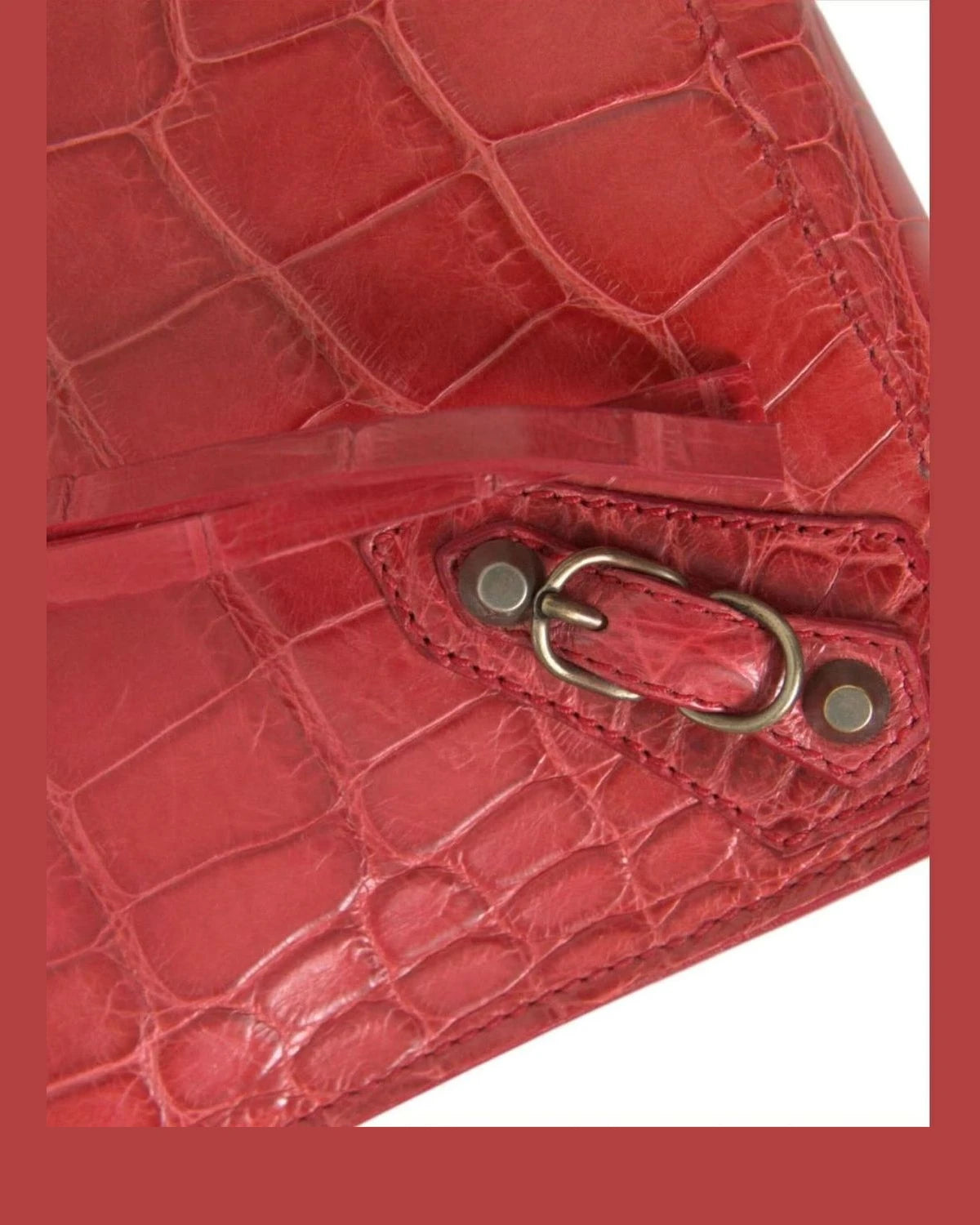 Balenciaga Exotic Red Alligator Leather Clutch Clutch Bags