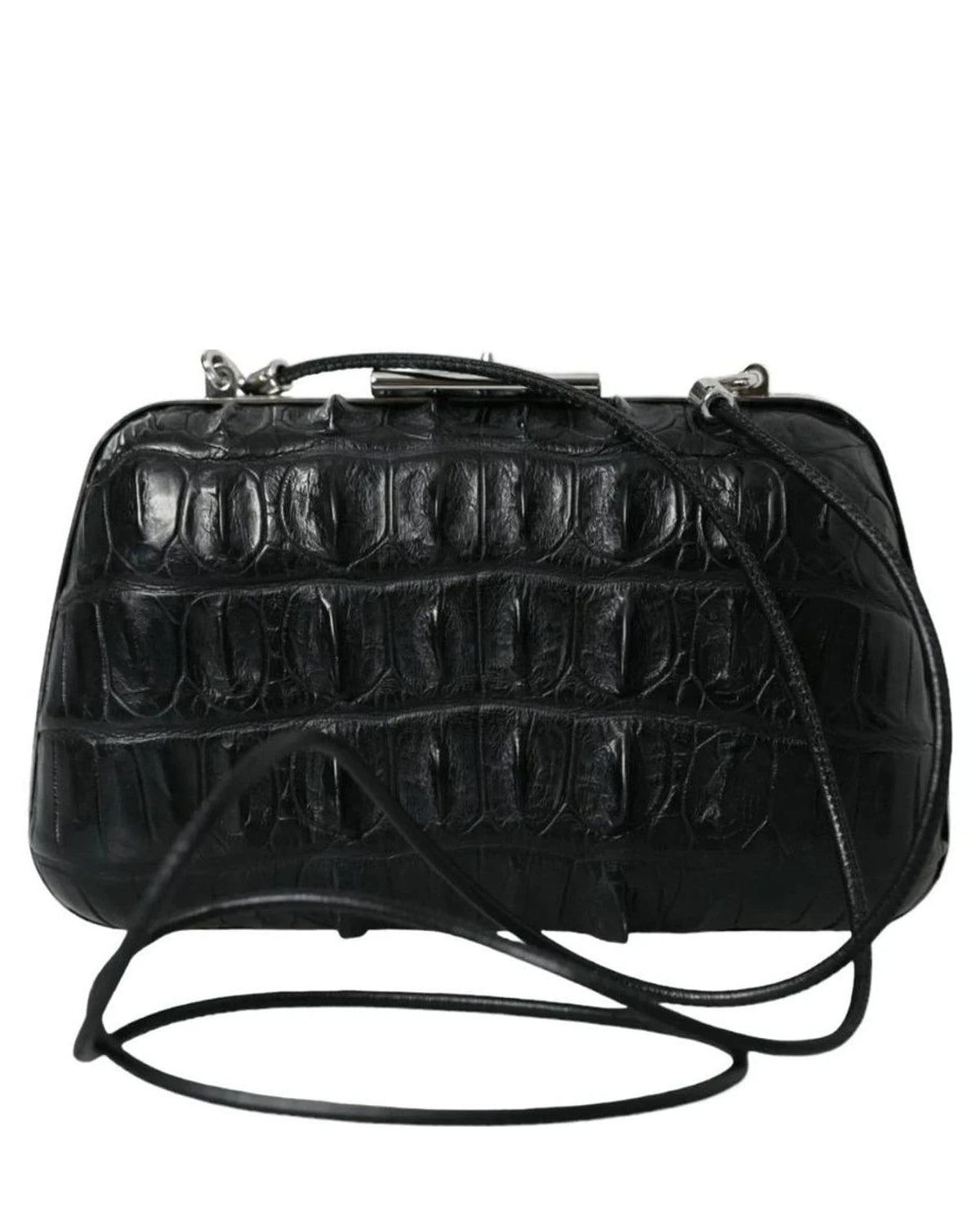 Balenciaga Elegant Crocodile Leather Evening Clutch Glam Steals
