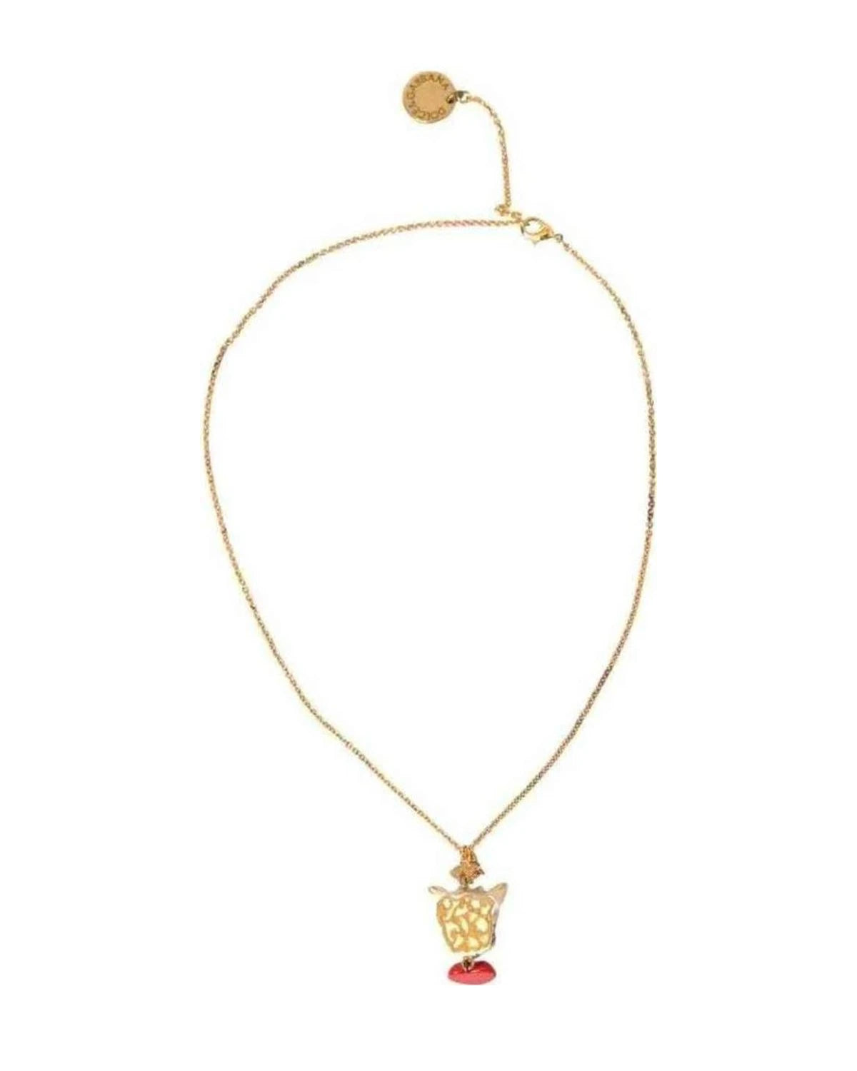 Dolce & Gabbana Gold Brass Chain Dog Heart Pendant Charm Necklace Necklaces