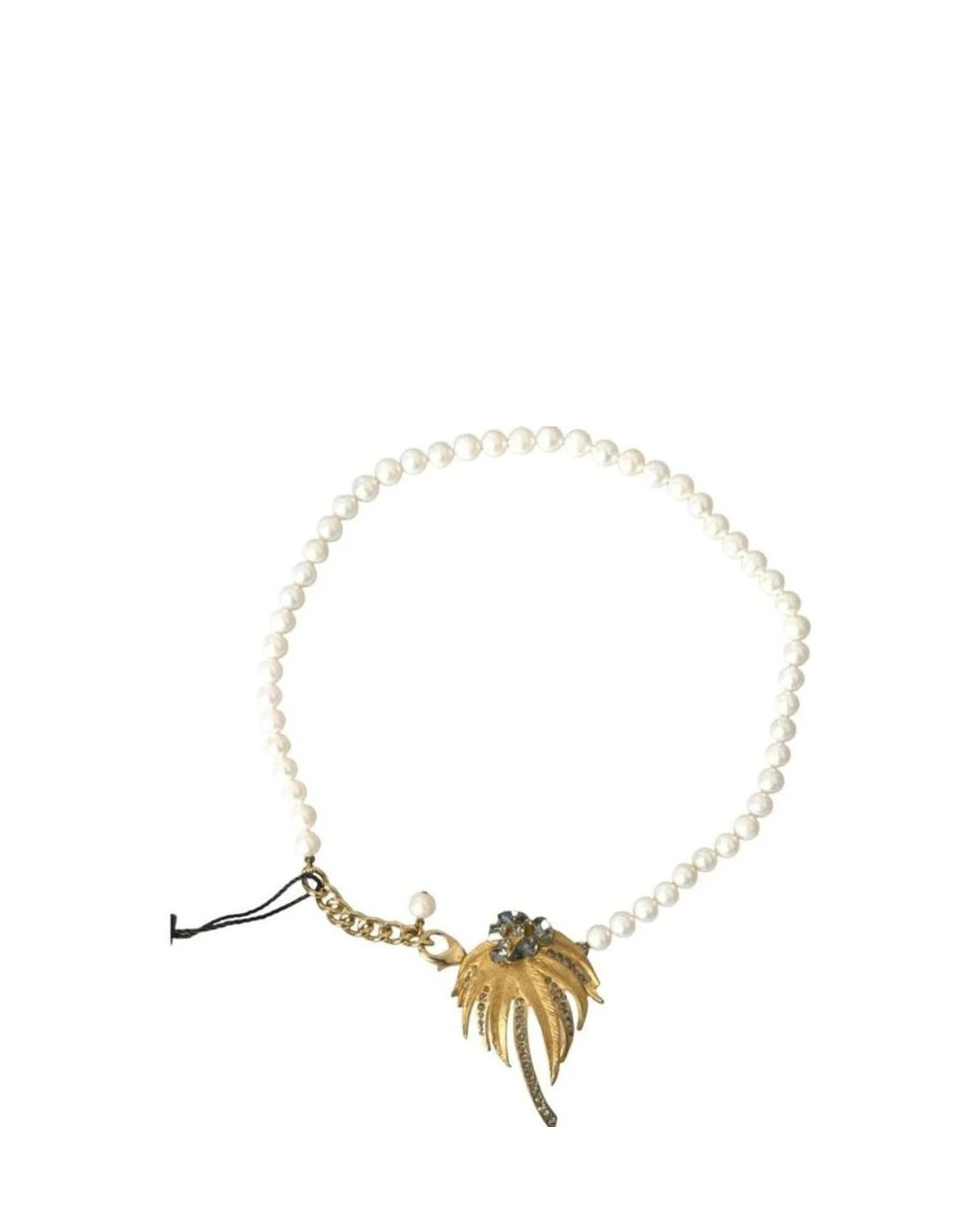 Dolce & Gabbana Gold Brass Crystal Pearl Tree Pendant Charm Necklace Necklaces