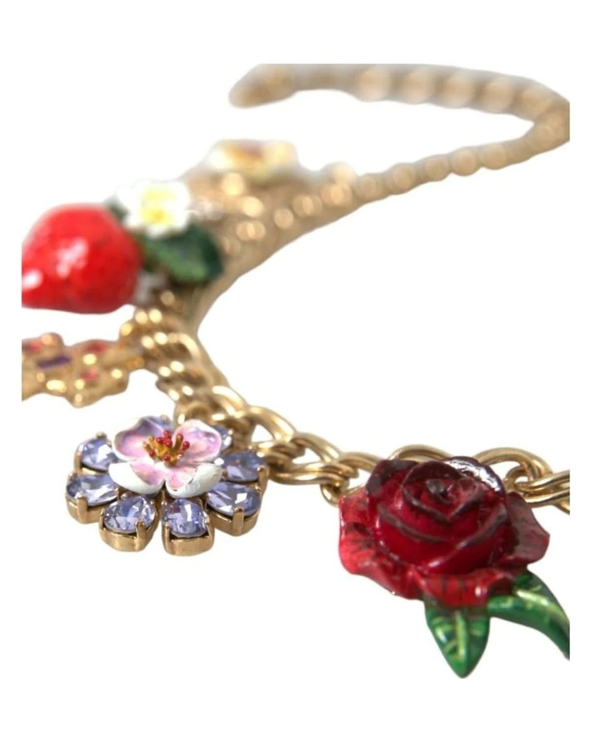 Dolce & Gabbana Gold Chain Rose Cross Strawberry Star Pendant Necklace Necklaces