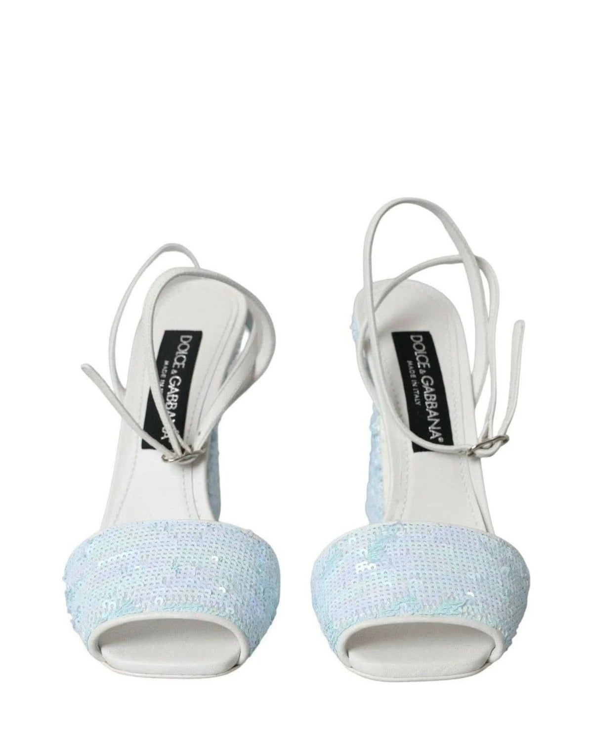 Dolce & Gabbana Light Blue Sequin Ankle Strap Sandals Shoes Heels