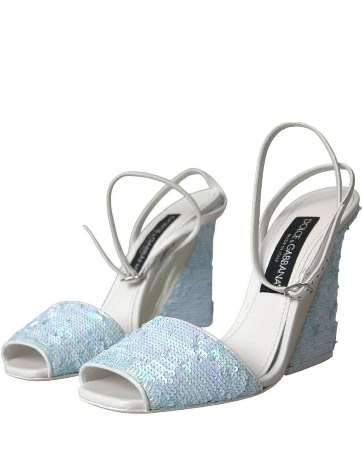 Dolce & Gabbana Light Blue Sequin Ankle Strap Sandals Shoes Heels
