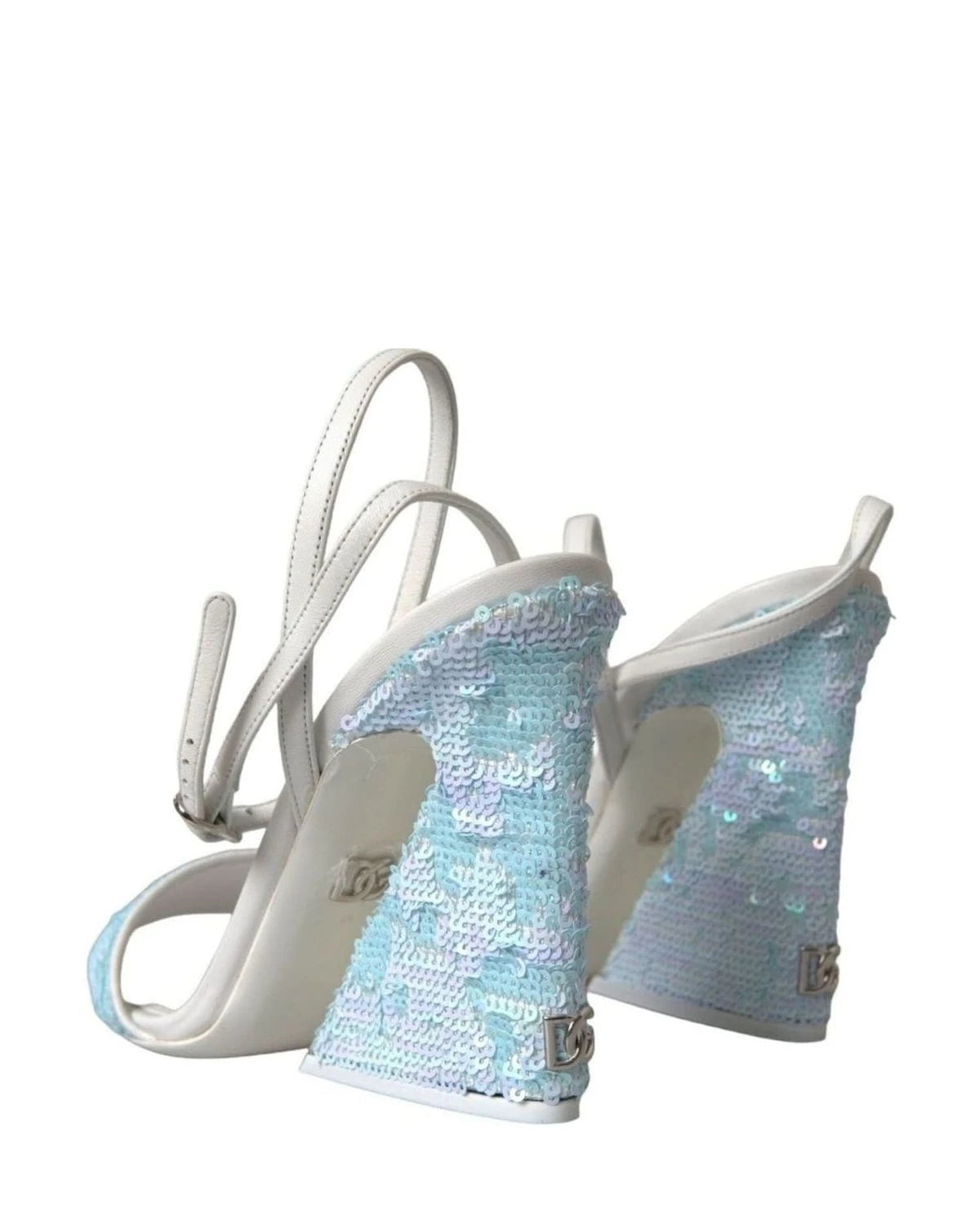 Dolce & Gabbana Light Blue Sequin Ankle Strap Sandals Shoes Heels