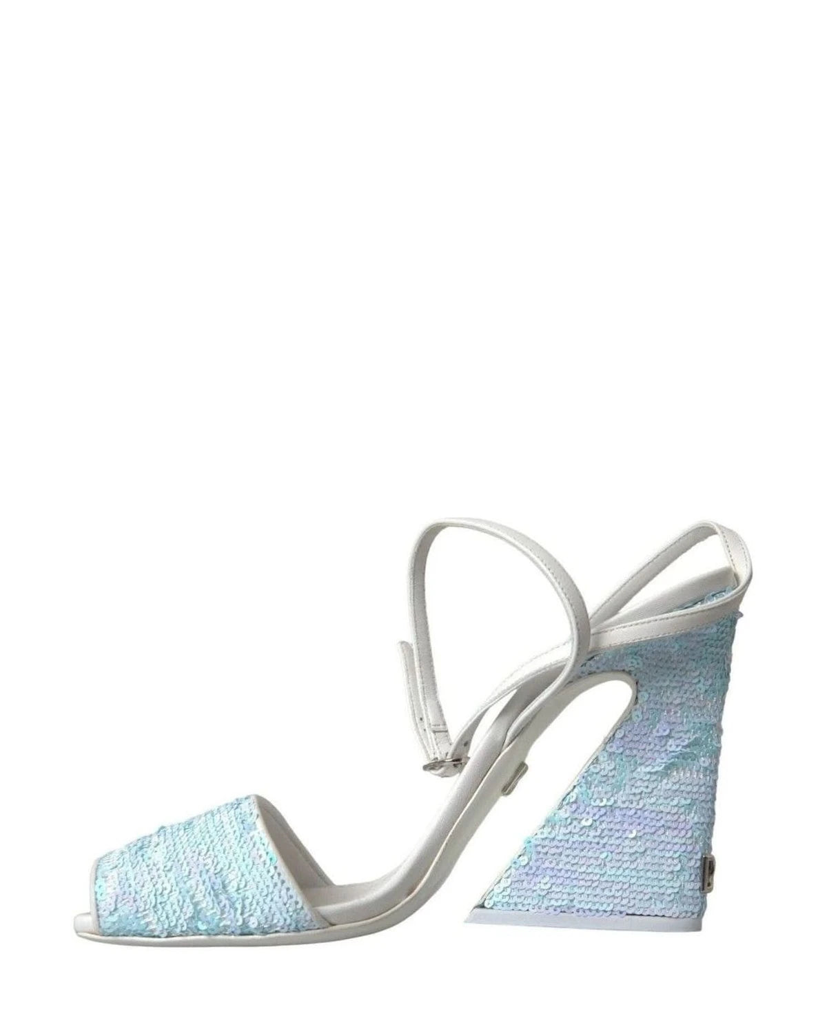 Dolce & Gabbana Light Blue Sequin Ankle Strap Sandals Shoes Heels