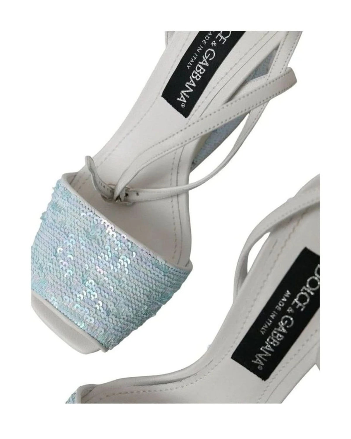 Dolce & Gabbana Light Blue Sequin Ankle Strap Sandals Shoes Heels