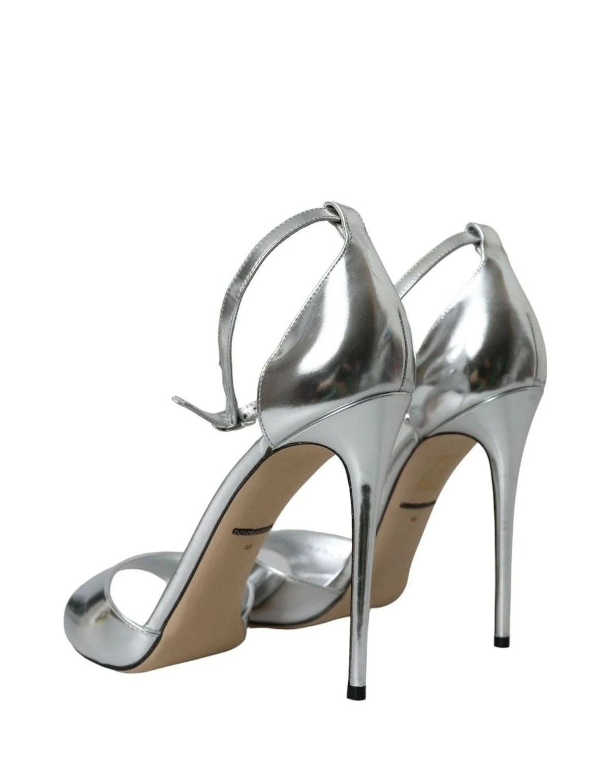 Dolce & Gabbana Silver Keira Leather Heels Sandals Shoes Heels