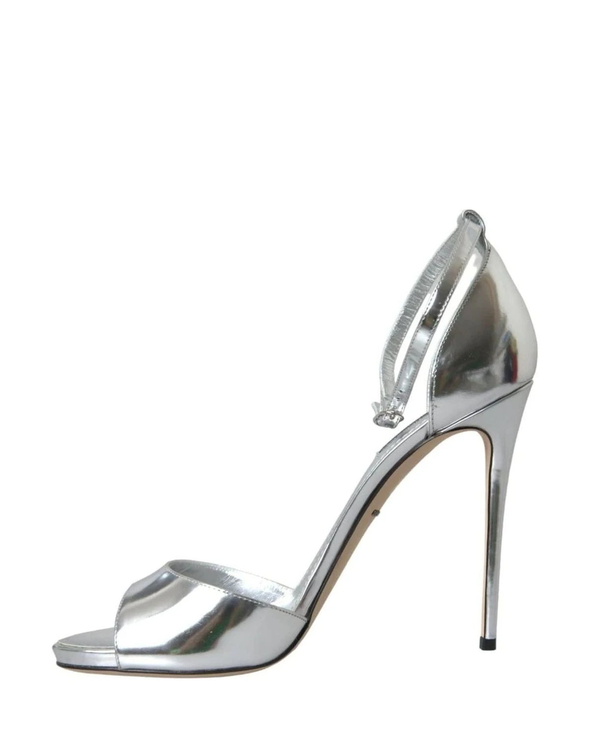 Dolce & Gabbana Silver Keira Leather Heels Sandals Shoes Heels