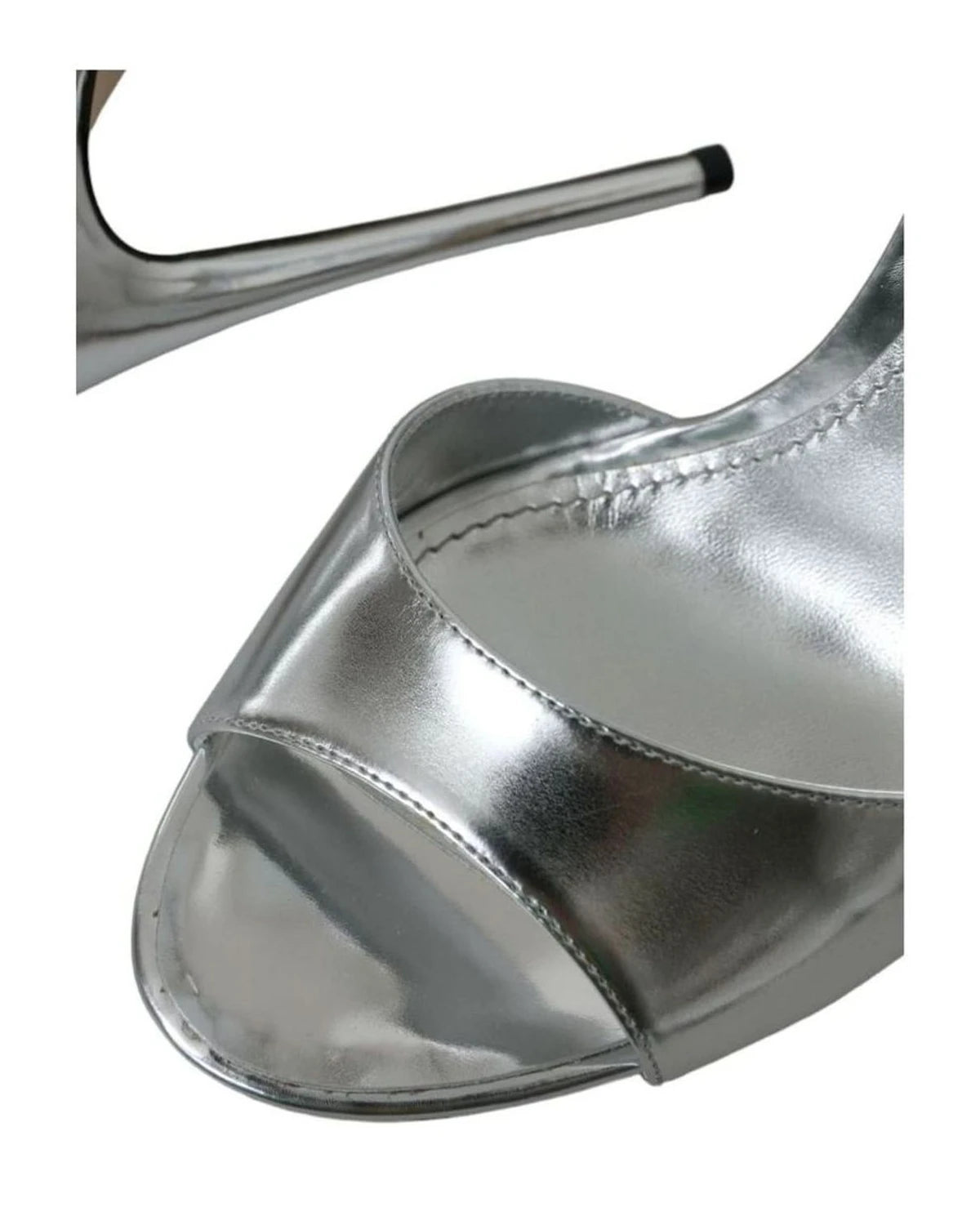 Dolce & Gabbana Silver Keira Leather Heels Sandals Shoes Heels