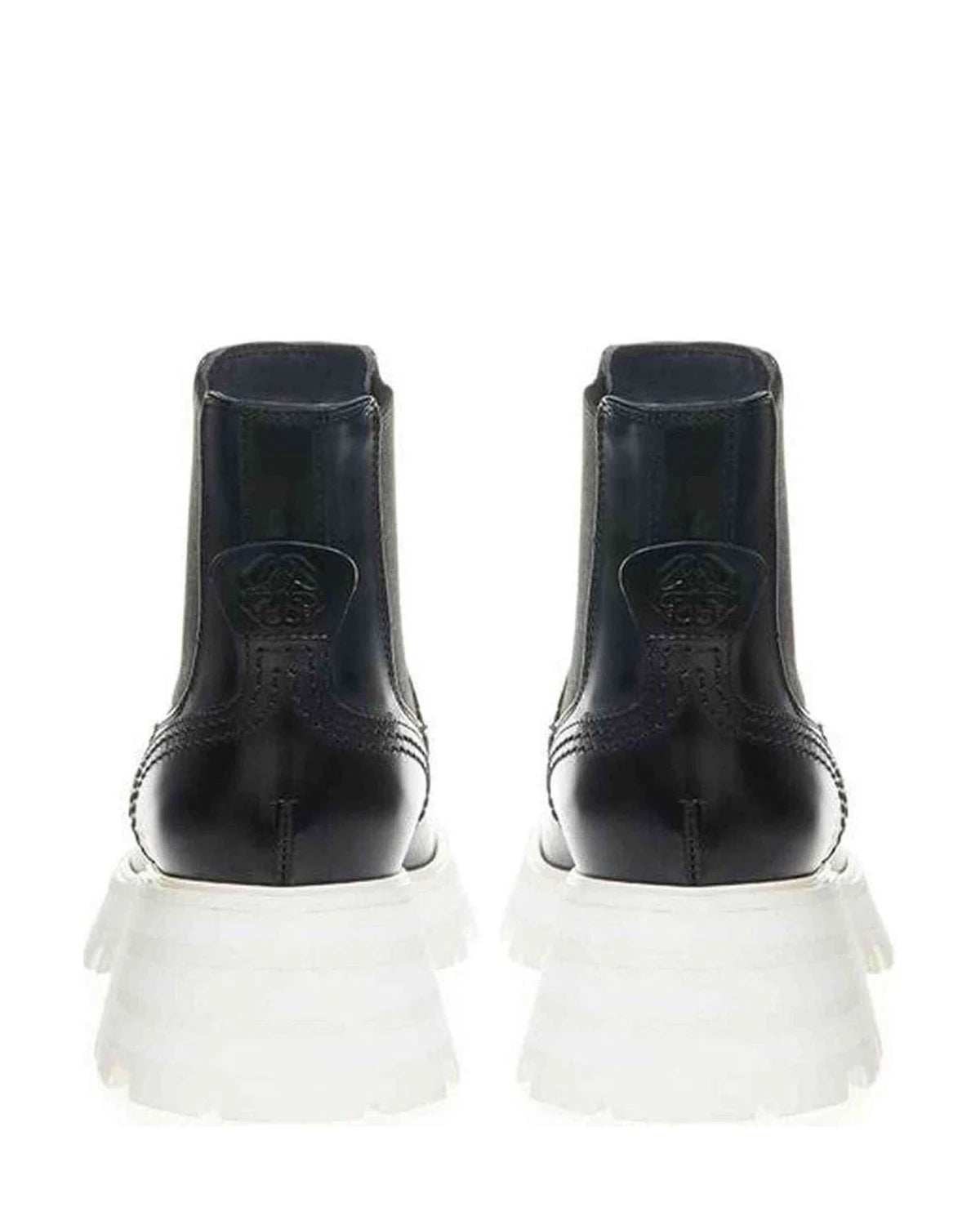 Alexander Mcqueen Black Elegant Leather Boots In Timeless Boots