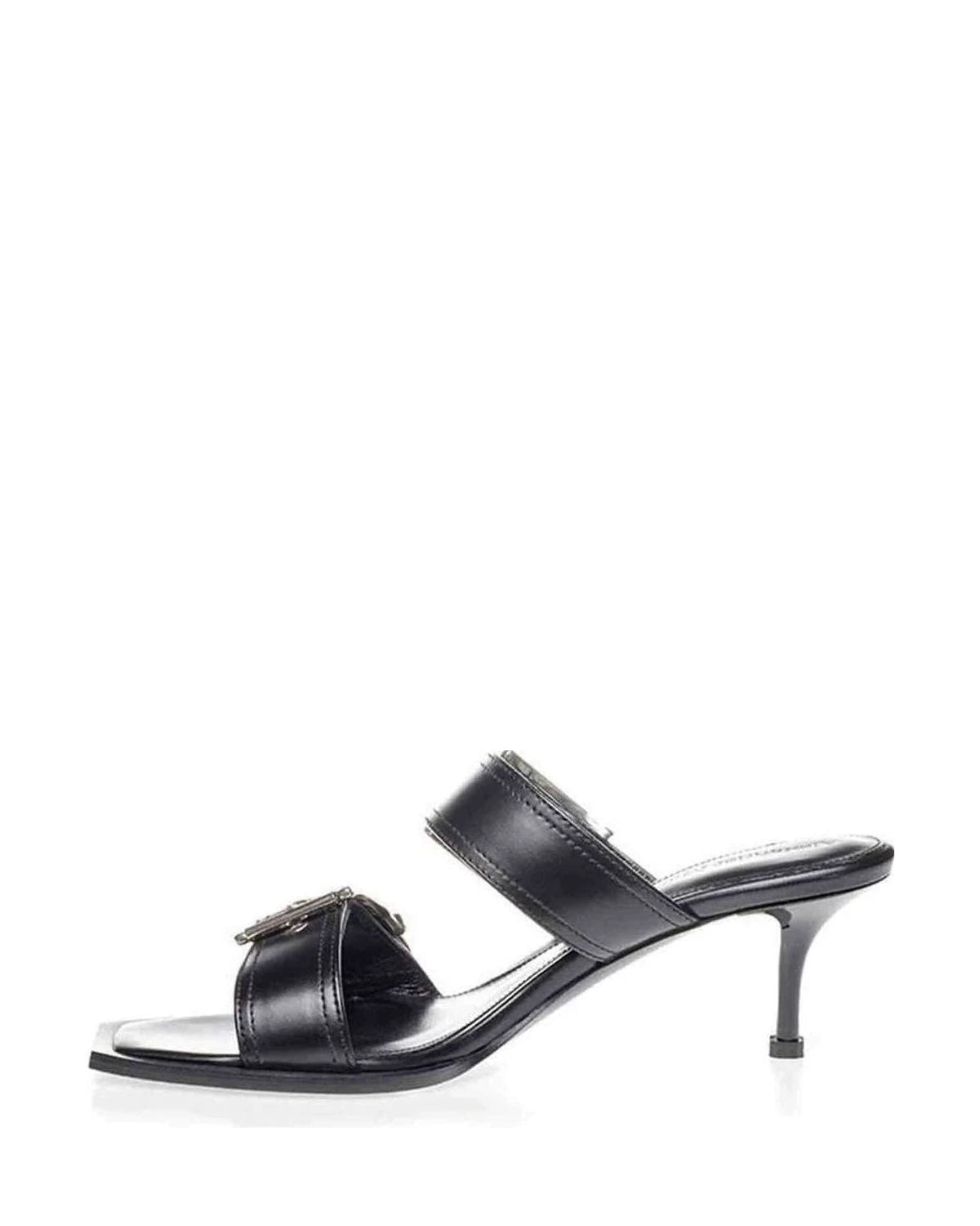 Alexander Mcqueen Black Elevate Your Steps In Timeless Leather Sandals Heels