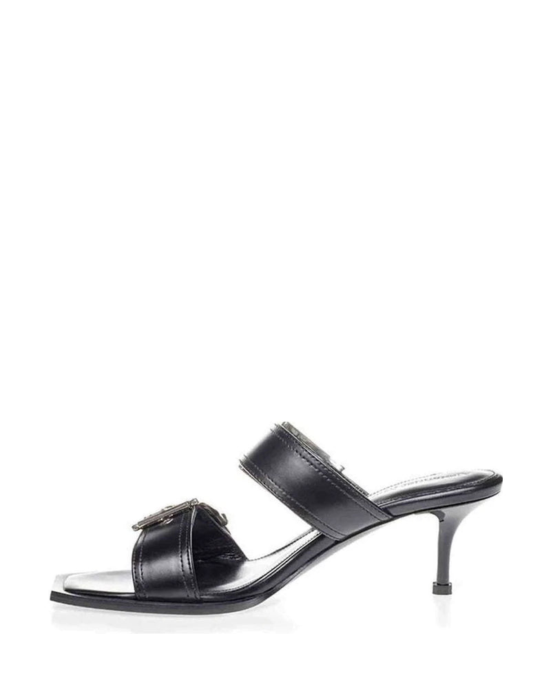 Alexander Mcqueen Black Elevate Your Steps In Timeless Leather Sandals Heels