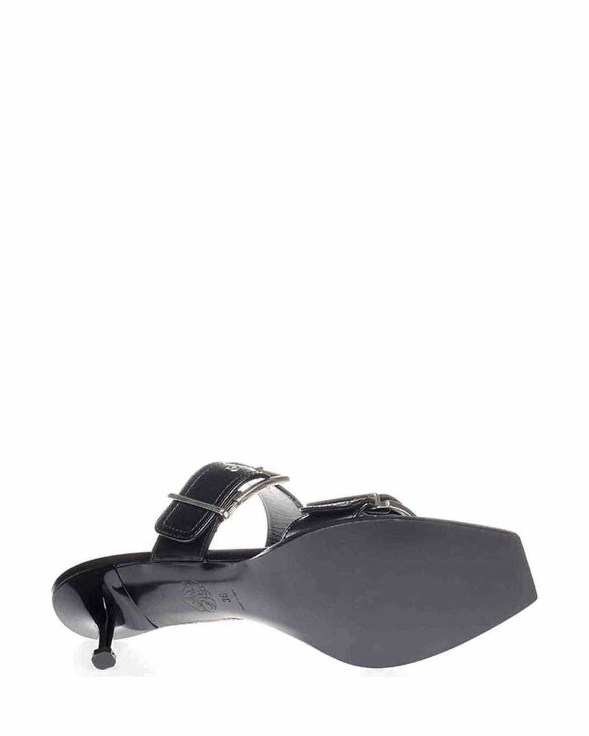 Alexander Mcqueen Black Elevate Your Steps In Timeless Leather Sandals Heels