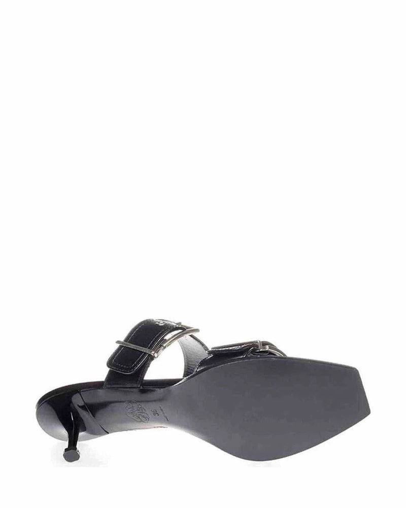 Alexander Mcqueen Black Elevate Your Steps In Timeless Leather Sandals Heels