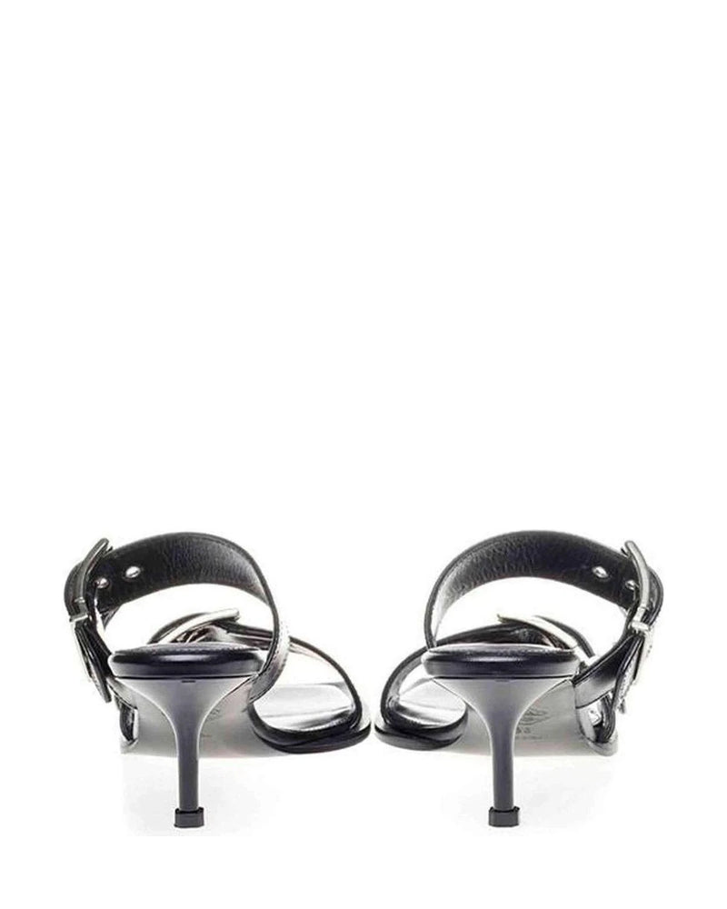 Alexander Mcqueen Black Elevate Your Steps In Timeless Leather Sandals Heels