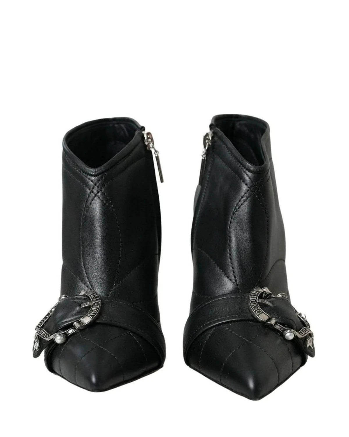 Dolce & Gabbana Black Devotion Quilted Buckled Boots Shoes Boots