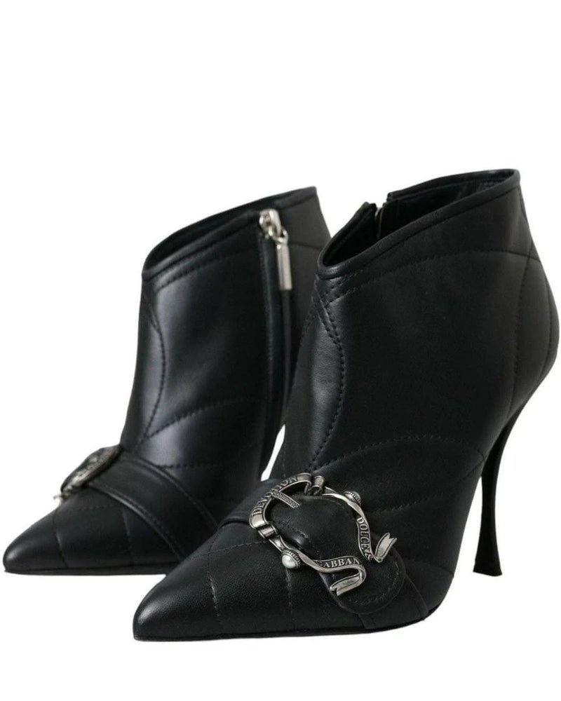 Dolce & Gabbana Black Devotion Quilted Buckled Boots Shoes Boots