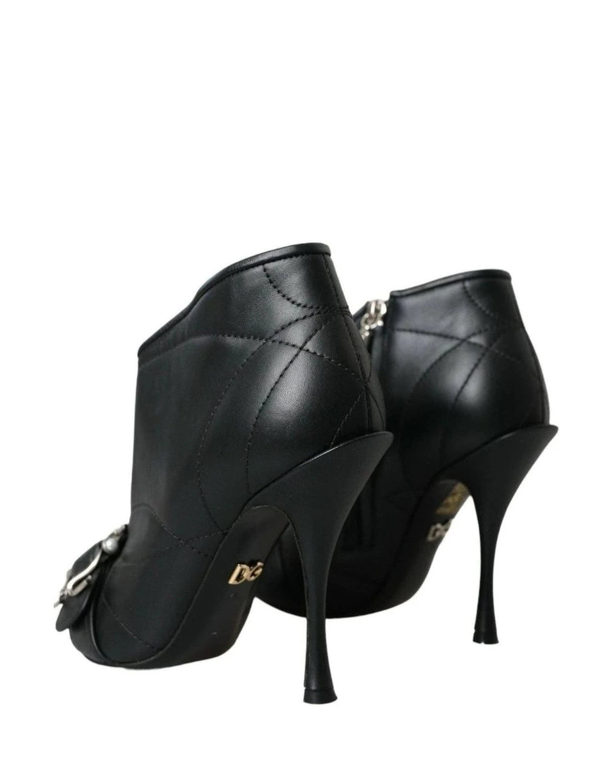 Dolce & Gabbana Black Devotion Quilted Buckled Boots Shoes Boots