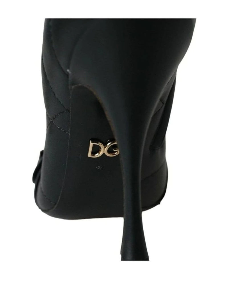 Dolce & Gabbana Black Devotion Quilted Buckled Boots Shoes Boots