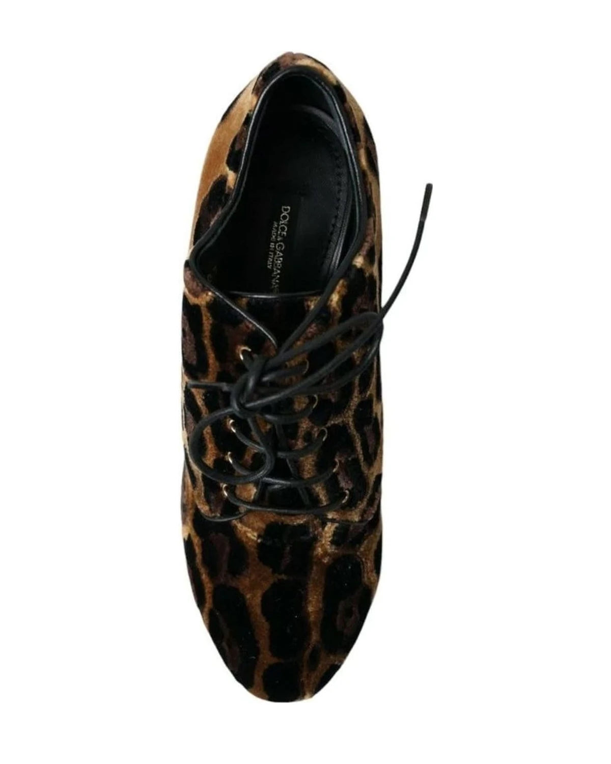 Dolce & Gabbana Brown Leopard Hair Lace Up Booties Shoes Boots