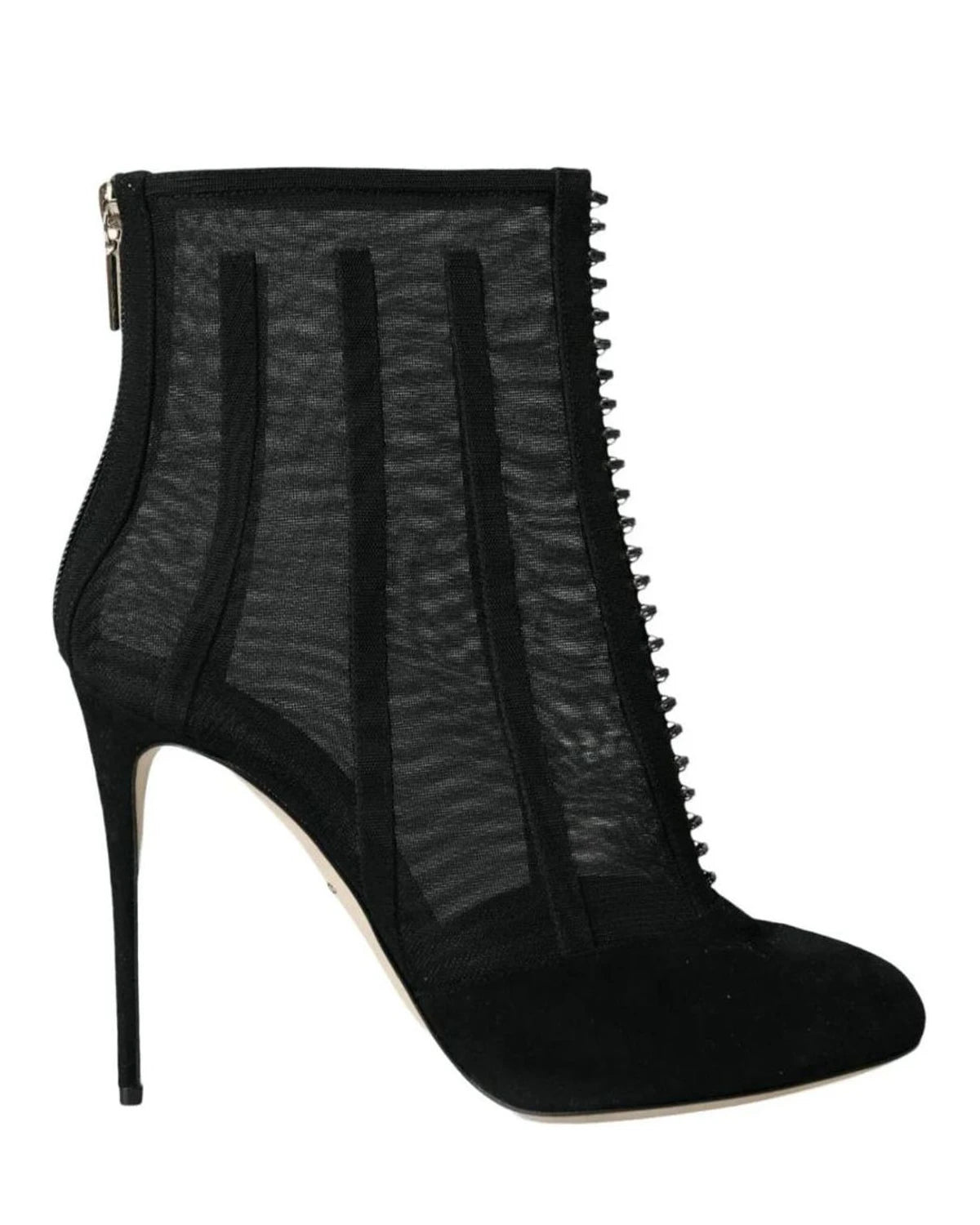 Dolce & Gabbana Black Mesh Stiletto Heels Ankle Boots Shoes Boots