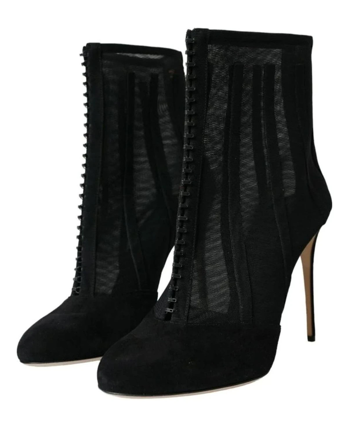 Dolce & Gabbana Black Mesh Stiletto Heels Ankle Boots Shoes Boots