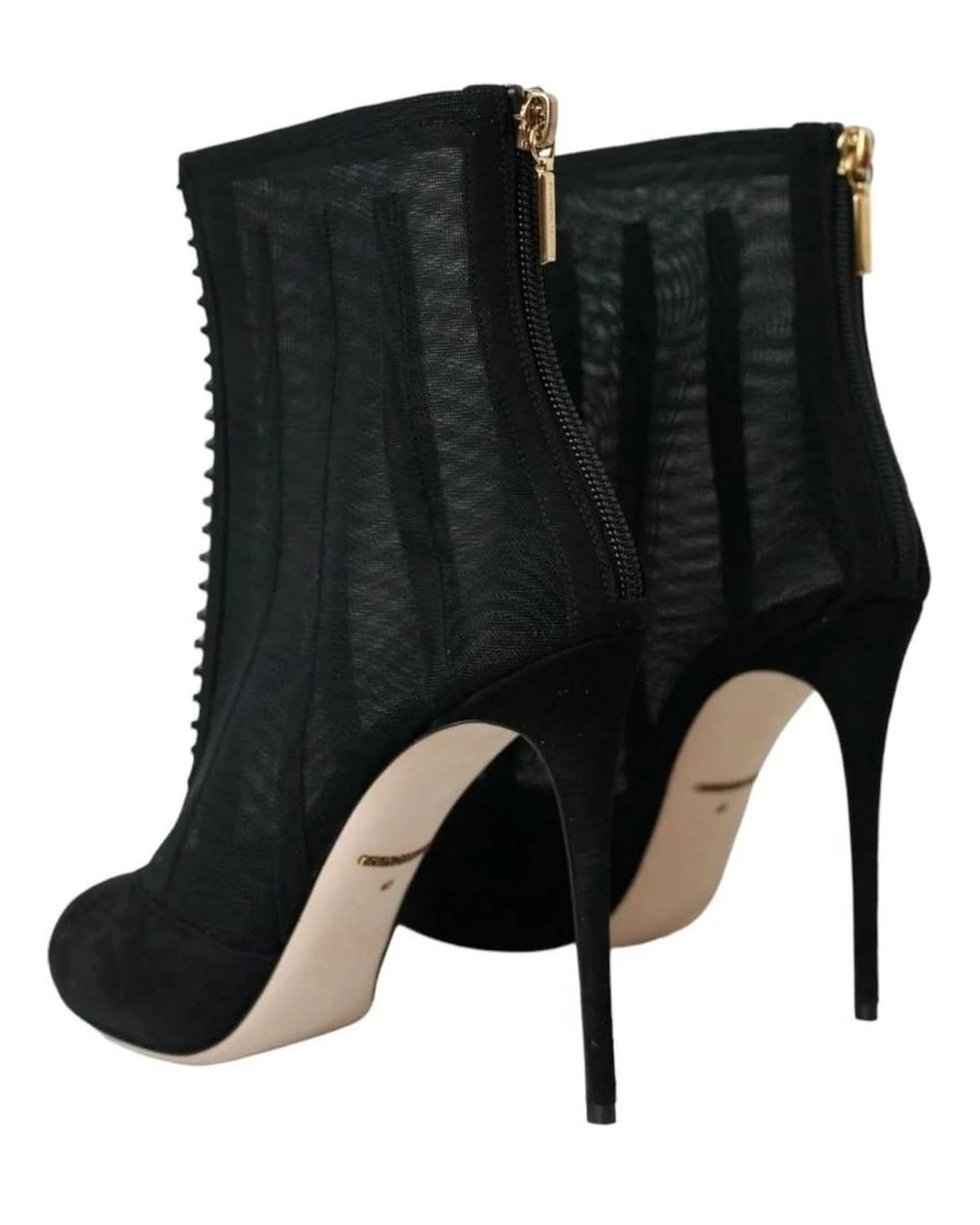Dolce & Gabbana Black Mesh Stiletto Heels Ankle Boots Shoes Boots