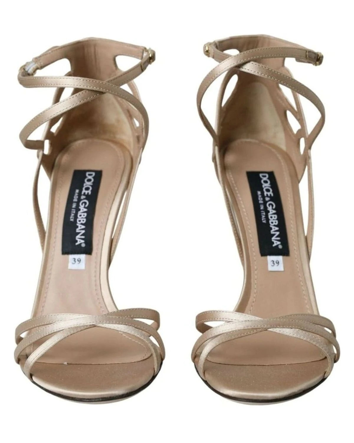 Dolce & Gabbana Beige Leather Strappy Heels Sandals Shoes Heels