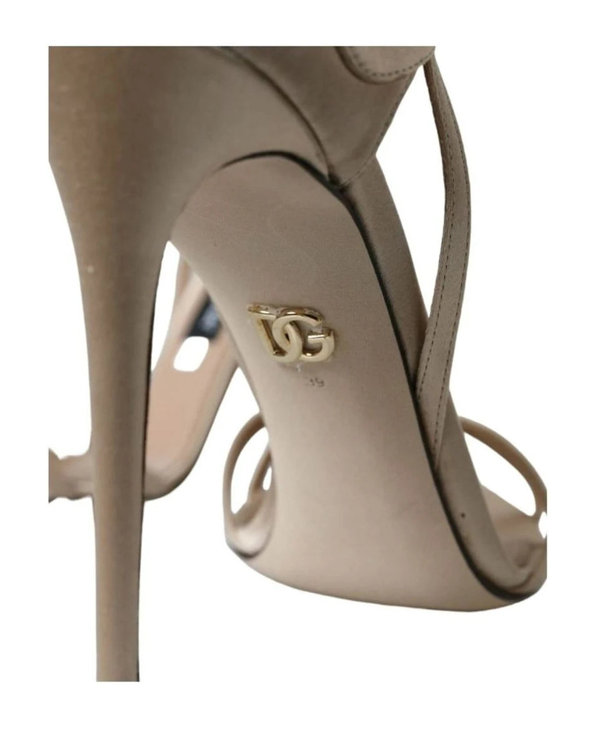 Dolce & Gabbana Beige Leather Strappy Heels Sandals Shoes Heels