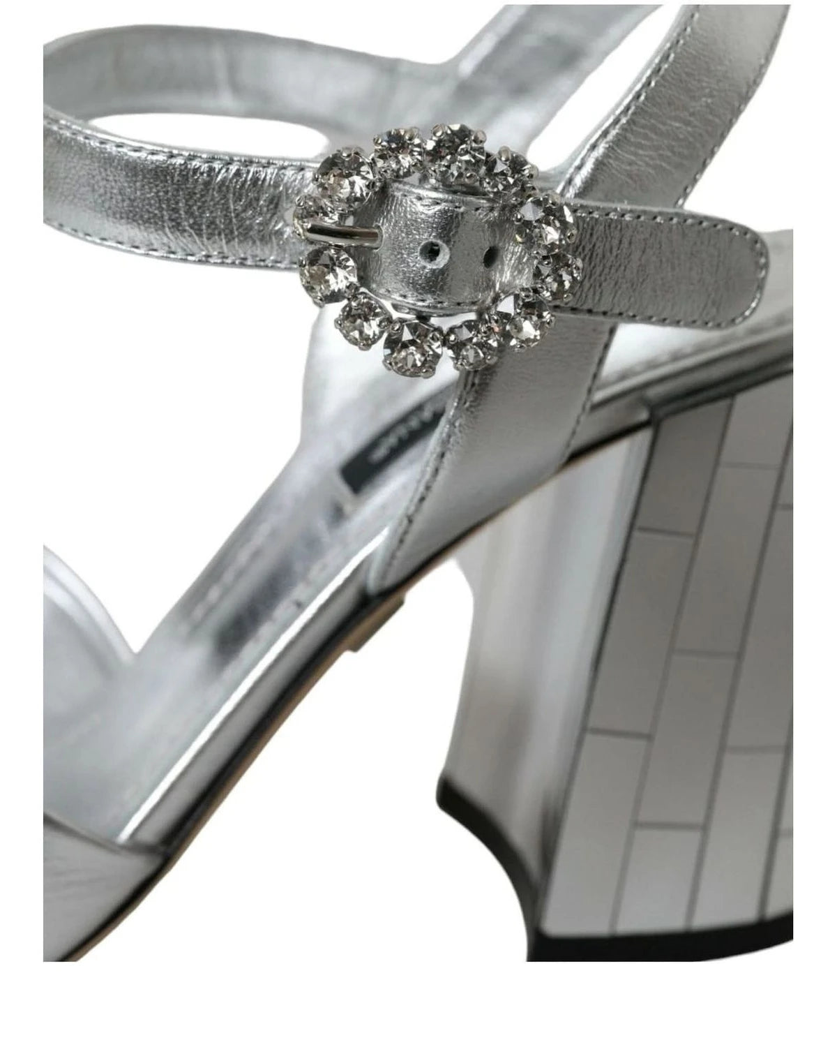 Dolce & Gabbana Silver Lambskin Leather Heels Sandals Shoes Heels