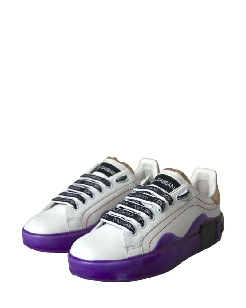 Dolce & Gabbana White Leather Portofino Low Top Sneakers Shoes Sneakers