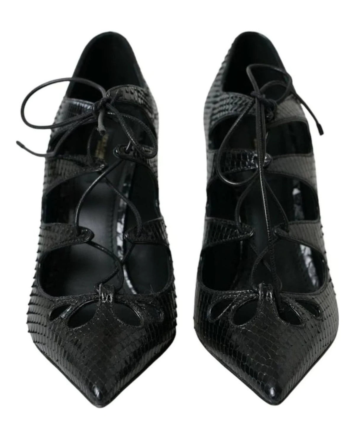 Dolce & Gabbana Black Python Leather Mary Jane Pumps Shoes Heels