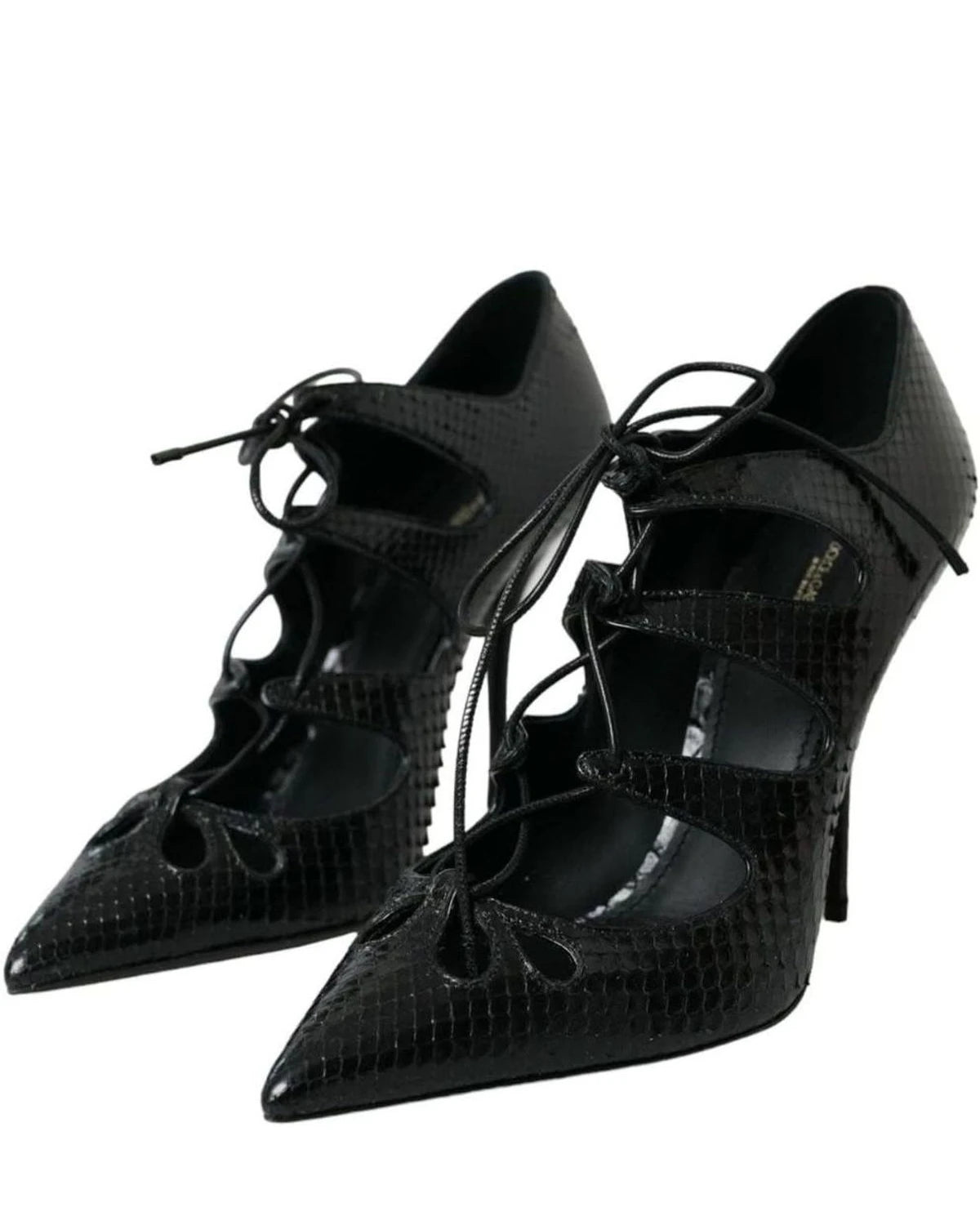 Dolce & Gabbana Black Python Leather Mary Jane Pumps Shoes Heels