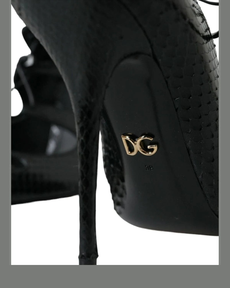 Dolce & Gabbana Black Python Leather Mary Jane Pumps Shoes Heels