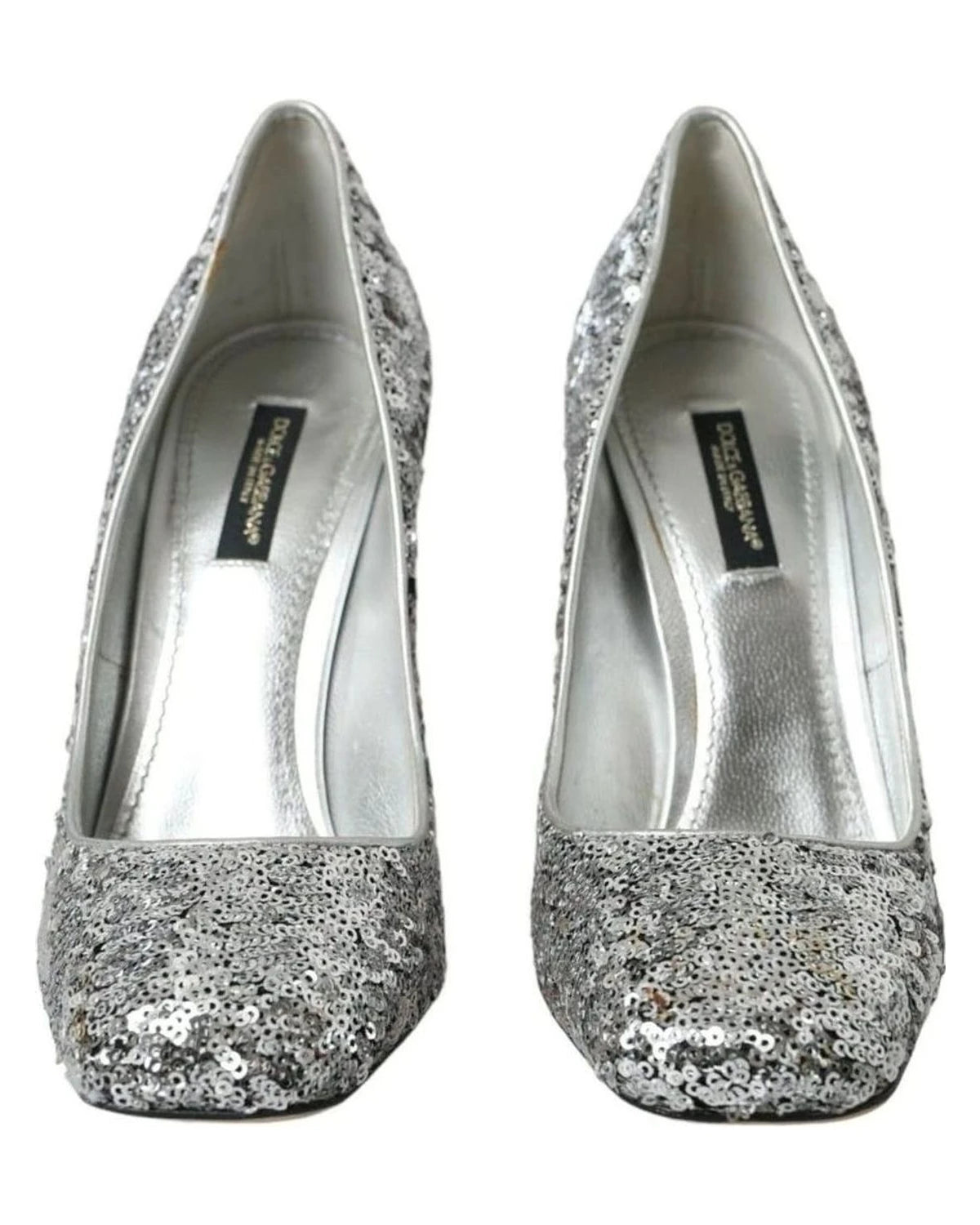 Dolce & Gabbana Silver Sequin Embellished Heels Pumps Shoes Heels