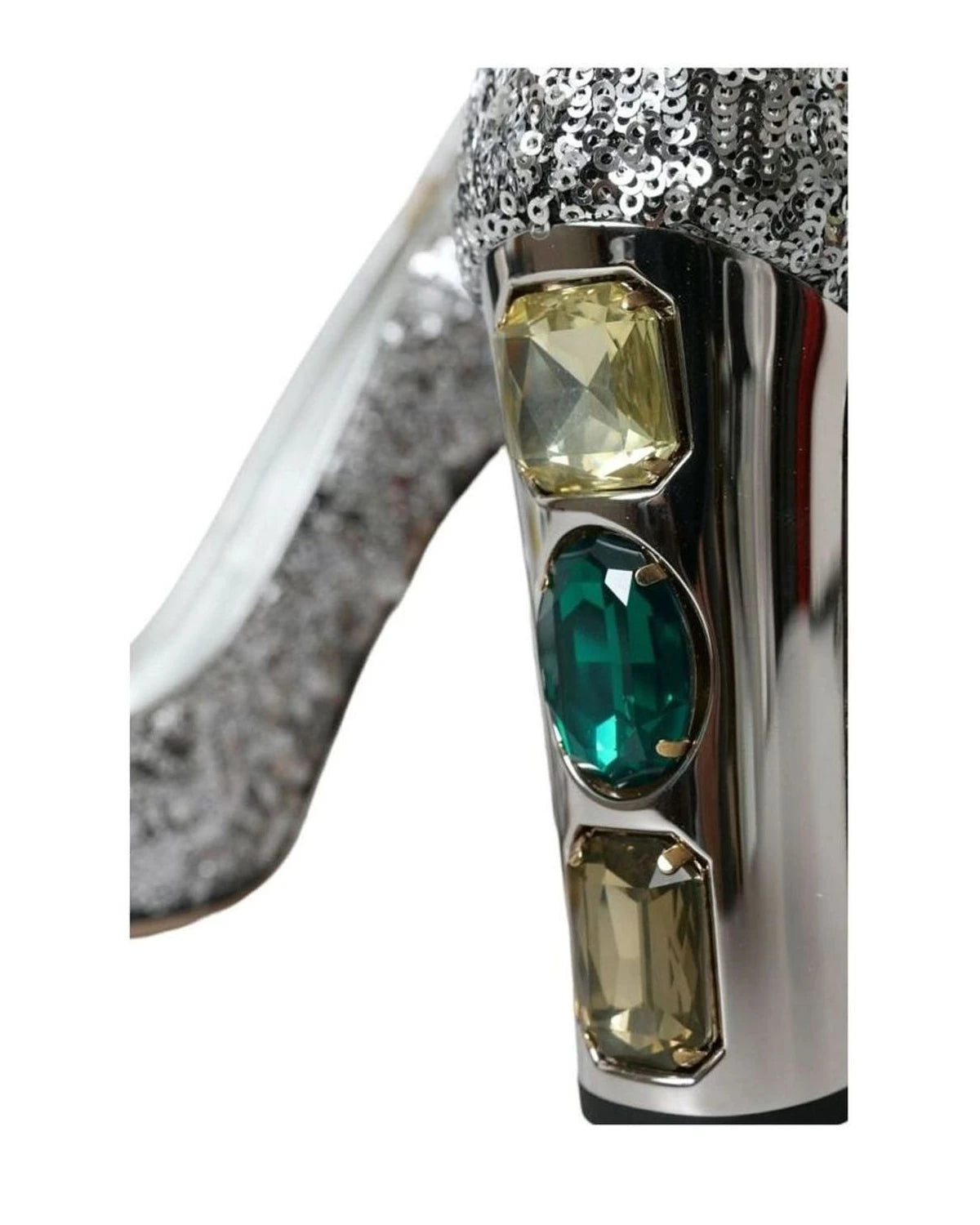 Dolce & Gabbana Silver Sequin Embellished Heels Pumps Shoes Heels