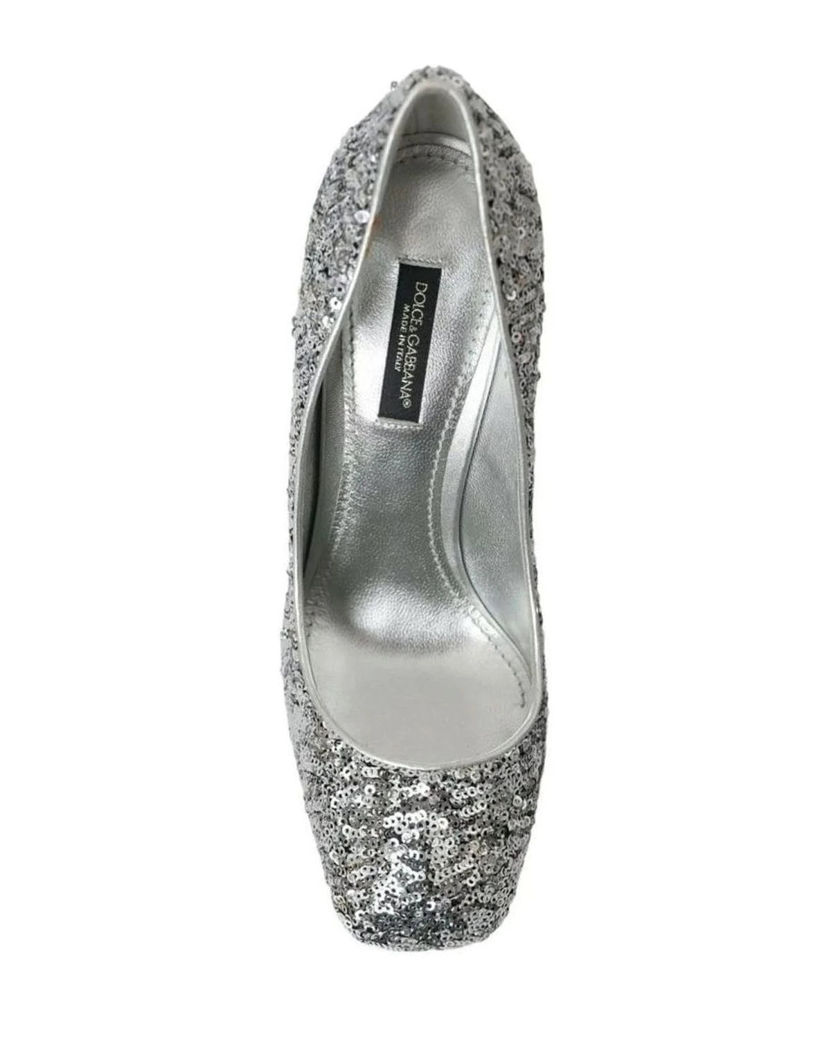 Dolce & Gabbana Silver Sequin Embellished Heels Pumps Shoes Heels