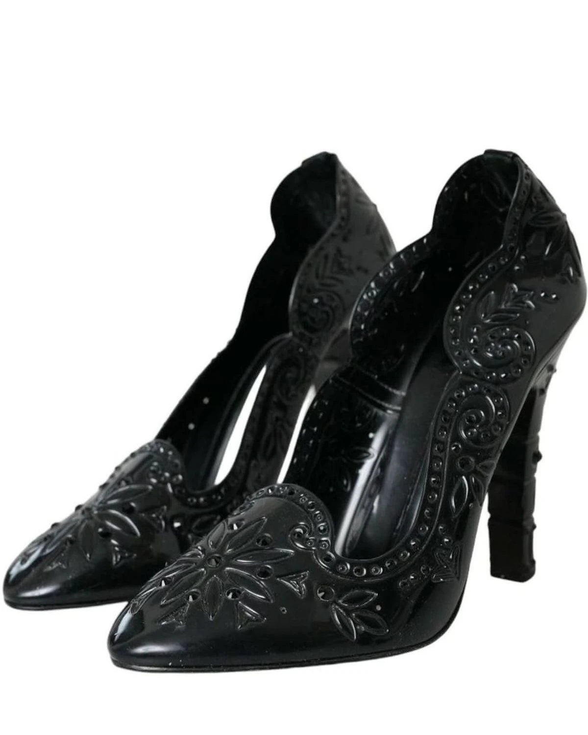 Dolce & Gabbana Black Crystal Cinderella Heels Pumps Shoes Heels