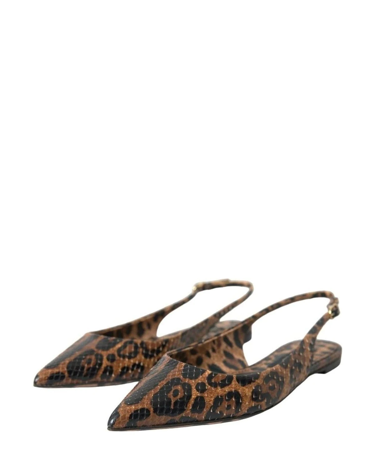 Dolce & Gabbana Brown Leopard Exotic Skin Slingback Shoes Sandals
