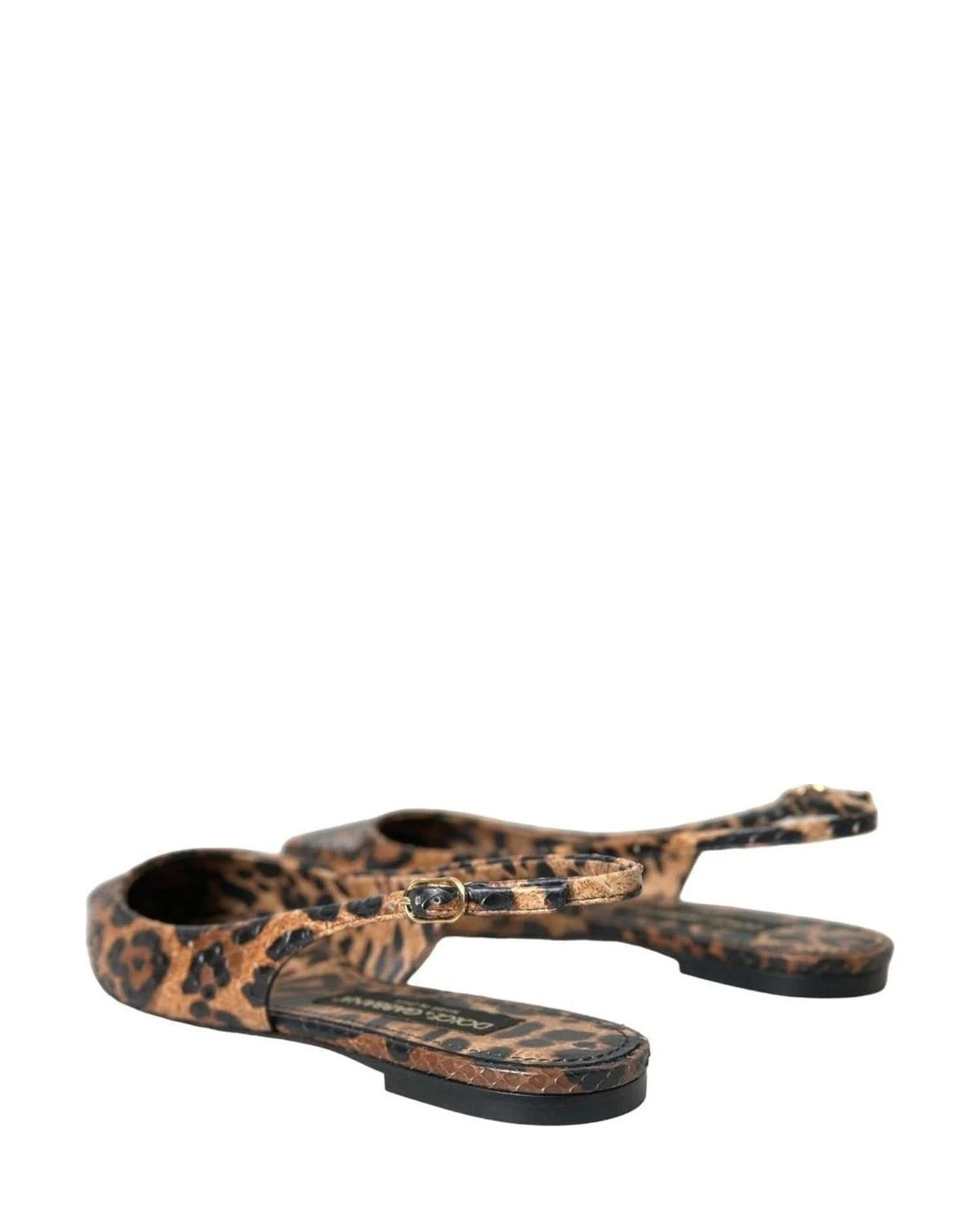 Dolce & Gabbana Brown Leopard Exotic Skin Slingback Shoes Sandals