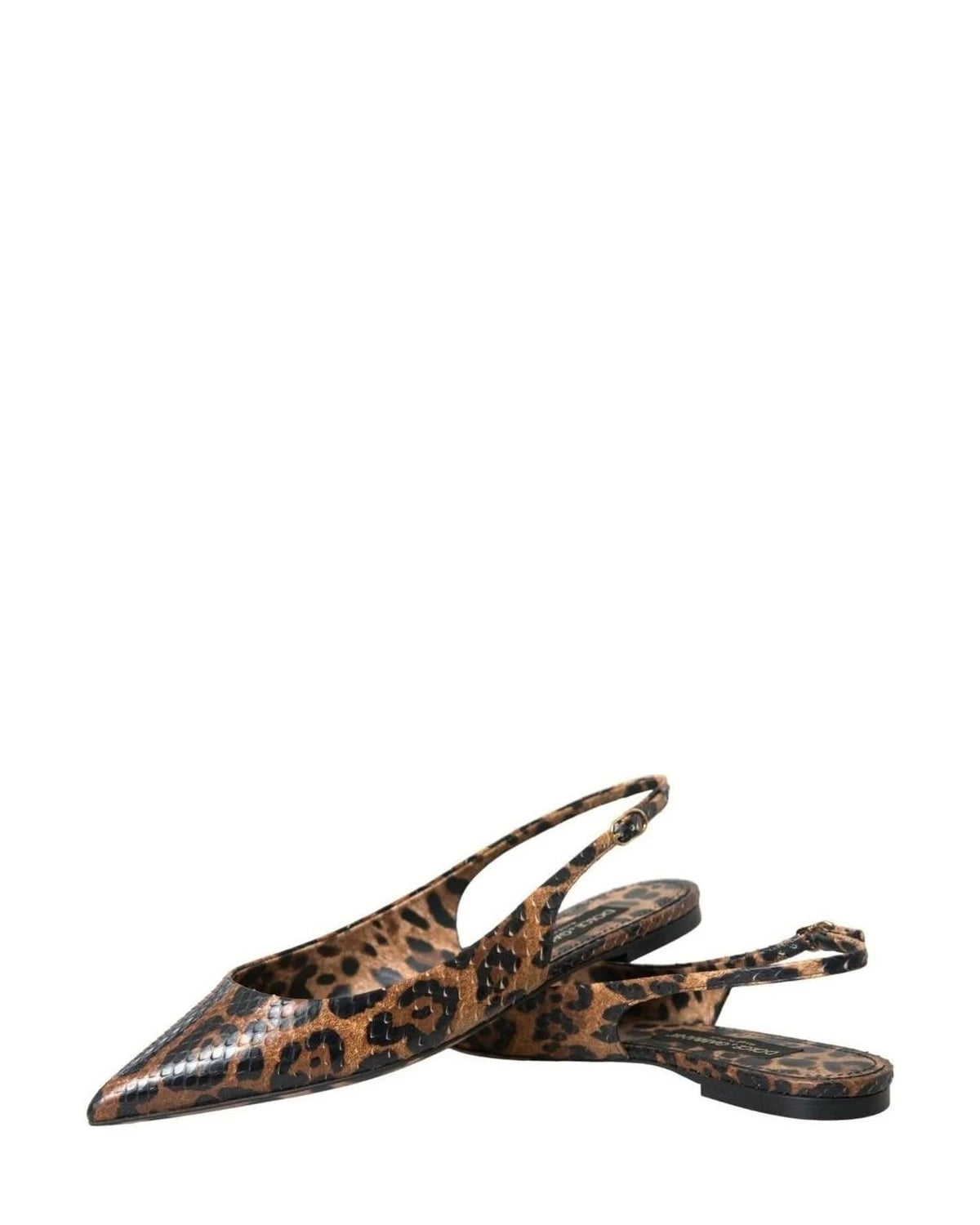 Dolce & Gabbana Brown Leopard Exotic Skin Slingback Shoes Sandals