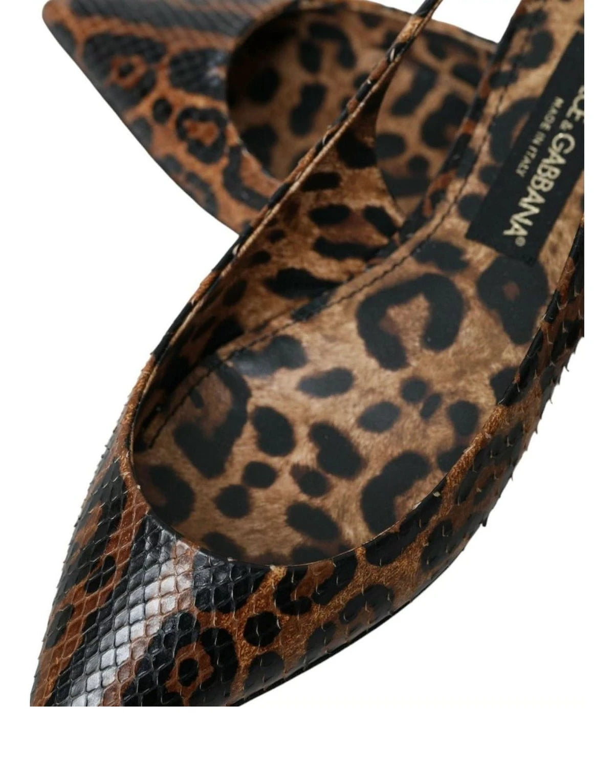 Dolce & Gabbana Brown Leopard Exotic Skin Slingback Shoes Sandals