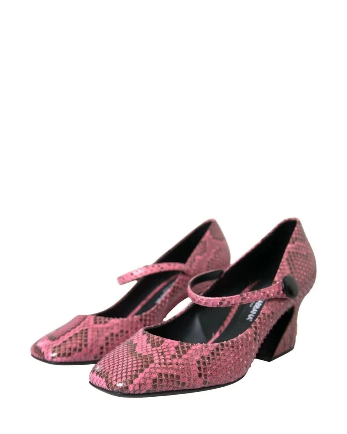 Dolce & Gabbana Pink Python Leather Mary Jane Heels Shoes Heels