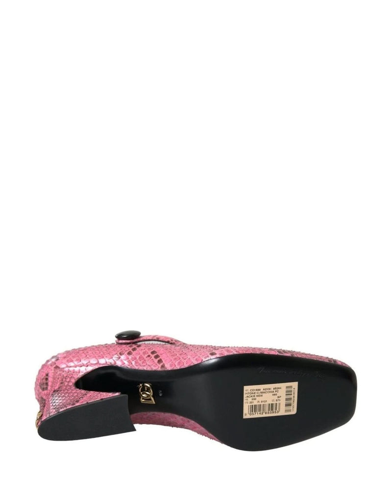 Dolce & Gabbana Pink Python Leather Mary Jane Heels Shoes Heels