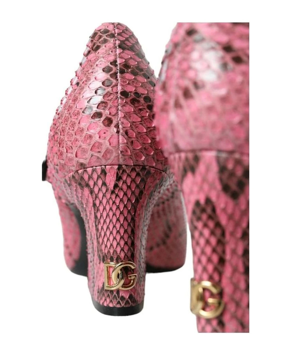Dolce & Gabbana Pink Python Leather Mary Jane Heels Shoes Heels