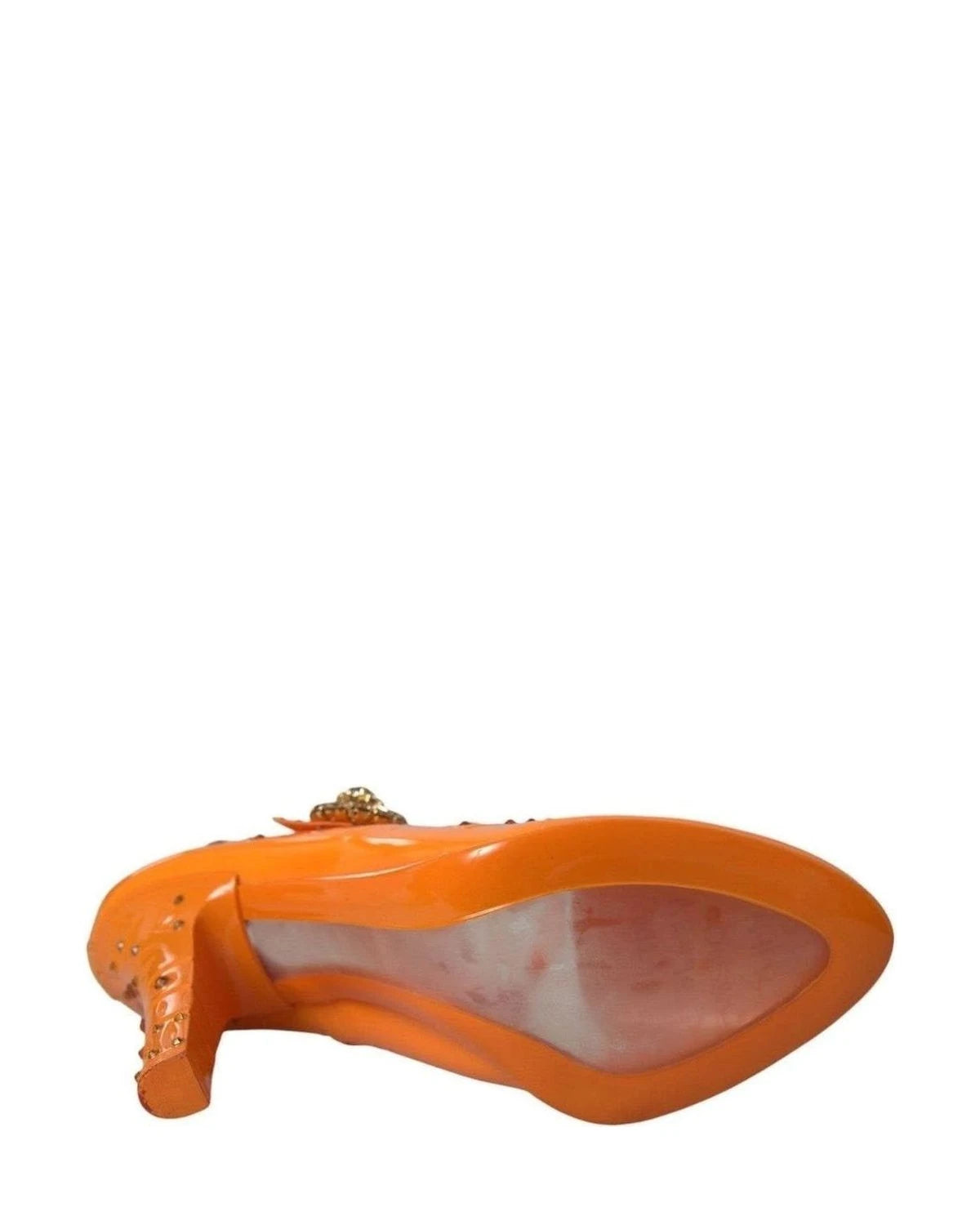 Dolce & Gabbana Orange Cinderella Floral Crystal Pumps Shoes Heels