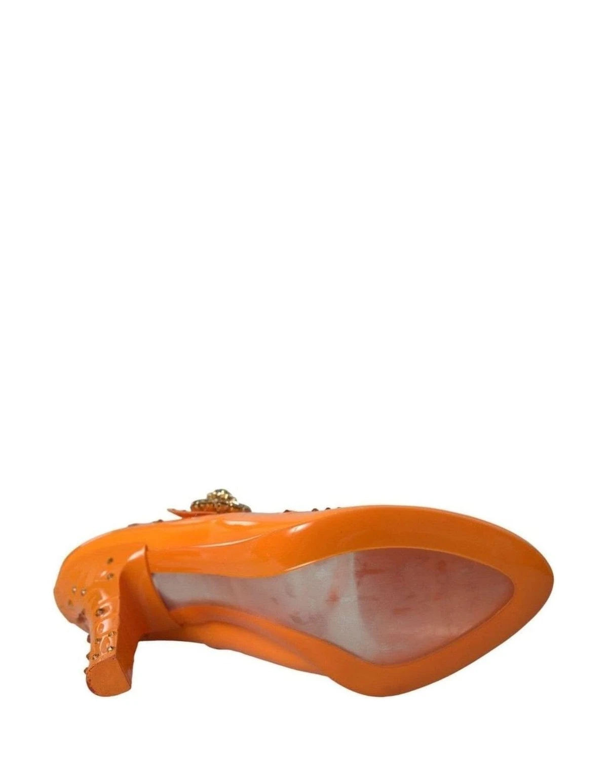 Dolce & Gabbana Orange Cinderella Floral Crystal Pumps Shoes Heels