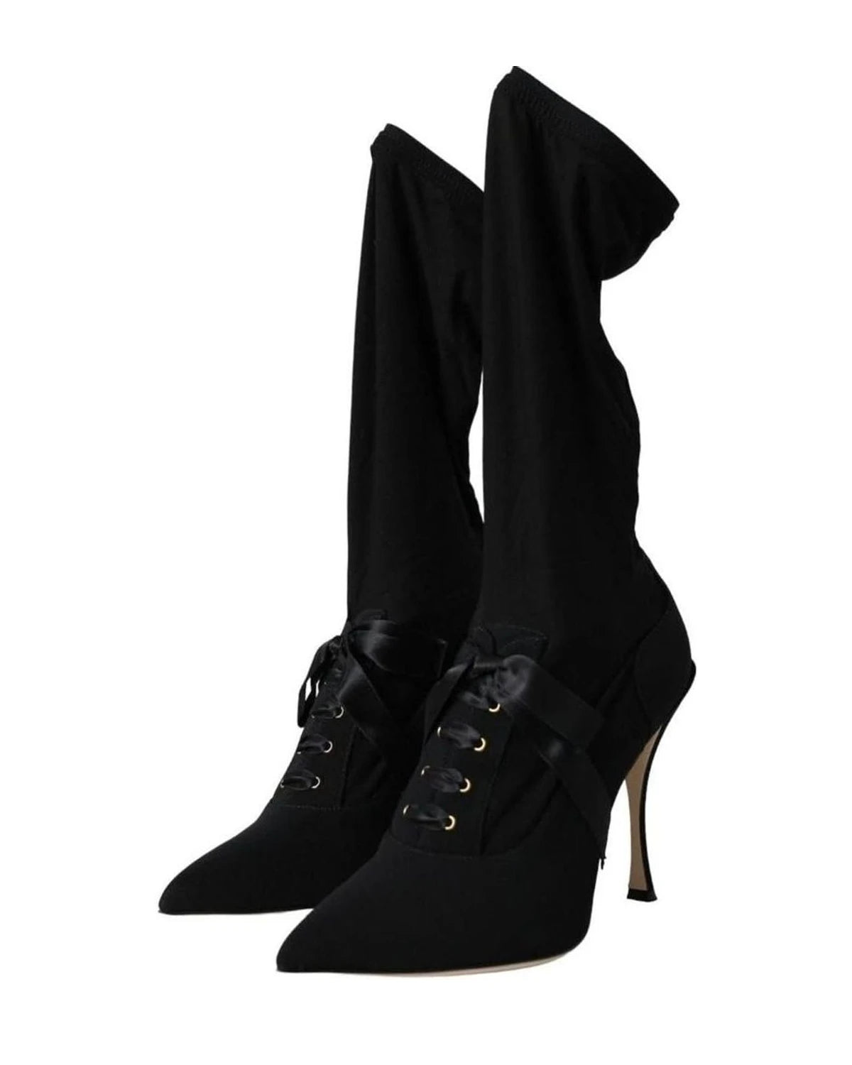 Dolce & Gabbana Black Stiletto Heels Mid Calf Boots Shoes Boots