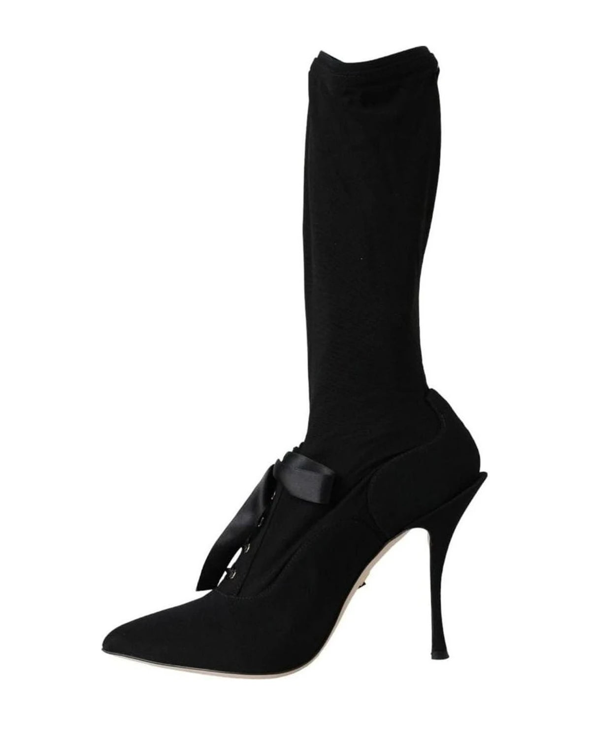 Dolce & Gabbana Black Stiletto Heels Mid Calf Boots Shoes Boots